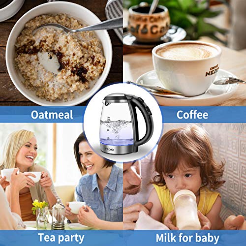 iFedio Electric Kettle, 1.7L Glass Electric Tea Kettle, Hot Water