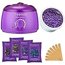 Yeelen Hair Removal Hot Wax Warmer Waxing Kit Wax Melts + 4 Flavors Hard Wax Beans + 10 Wax Applicator Sticks