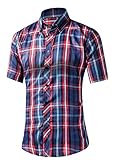Generic Mens Plaid Woven Short Sleeve Shirt With Plaid Patterns