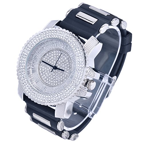 Techno Pave Men Hip Hop Iced Out Bling Diamond Rapper's Silver