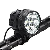 HZTech Bicycle Headlight, 8400 Lumens 7 LED Bike Light, Waterproof MTB Road Bike Front Light Headlamp with 6000mAh Rechargeable Battery Pack, AC Charger for Mountain Bikes, Road Bicycle