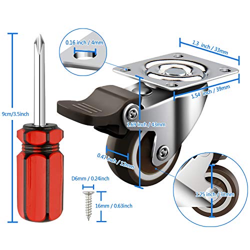 5 Caster+Wheels+Swivel+Casters+Polyurethane