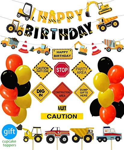Construction Birthday Party Supplies Dump Truck Party Decorations Kits Set for Kids Birthday Party 51 pack - Thumbnail 7