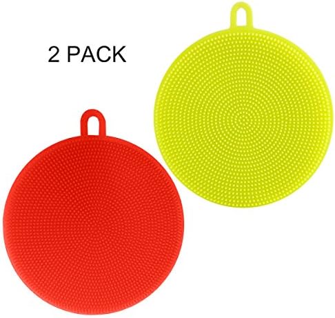 Silicone Scrubbers Sponge, Cleaning Dishwashing Sponge Brush for Antibacterial, Food-Grade, Mildew-Free, Non Stick Kitchen Dishwashing Brushes - 2 Pack