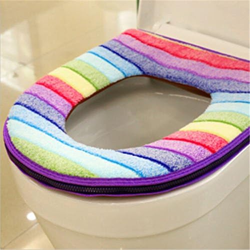 FEWER Comfortable Toilet Seat Soft Cloth Washable Lid Top Cover Pad Bathroom Warmer Winter Toilet Seat Cover Plum