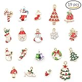 Enamel Charm Pendants Mixed Christmas Themed Silver Plated Pendants Findings for DIY Jewelry Necklace Bracelet Making, 19 Pcs