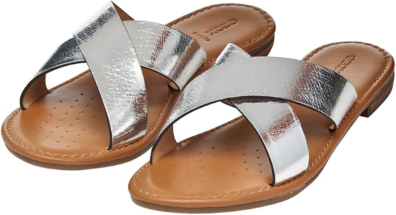 D SOZY S H, Sandalo Scorrevole Donna, Silver, 39 EU