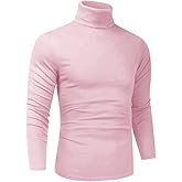Men's Slim Fit Lightweight Long Sleeve Knitted Pullover Top Turtleneck Sweater T-Shirt