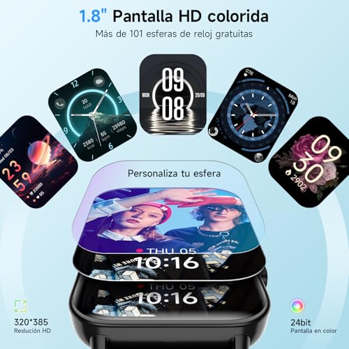Gydom Smartwatch Men 1.8 Inch Smartwatch Women Smart Watch with Bluetooth Call Black