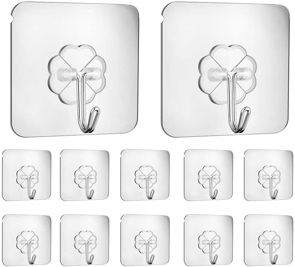 LAOLINGSY Self Adhesive Hooks Waterproof Heavy Duty Wall Hooks Kitchen Bathroom