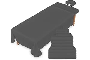XOLLOZ Massage Table Sheets Sets – 4 Set Bundle, 120GSM Double Brushed Microfiber, Premium Massage Sheets Sets, Spa Bed Sheets for Esthetician, Wrinkle & Oil Resistant, Gray