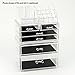 d'Moda Designs Crystal Clear Acrylic, Deluxe Deep Drawer Makeup and Jewelry Organizer with 2 Deep Storage Drawers for Lipstick, Brushes, Nail Polish, Compacts and Cosmetics