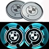 OSIRCAT LED Car Cup Holder Lights for BMW,Car Logo Coaster with 7 Colors Changing USB Charging Mat,Luminescent Cup Pad Interior Atmosphere Lamp Decoration Light 2PCS
