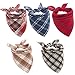 BINGPET Classic Plaid Dog Bandana - 5 Pack Washable Square Dog Kerchief Pet Triangle Bulk Scarf Cotton Bandana for Small to Large Dogs