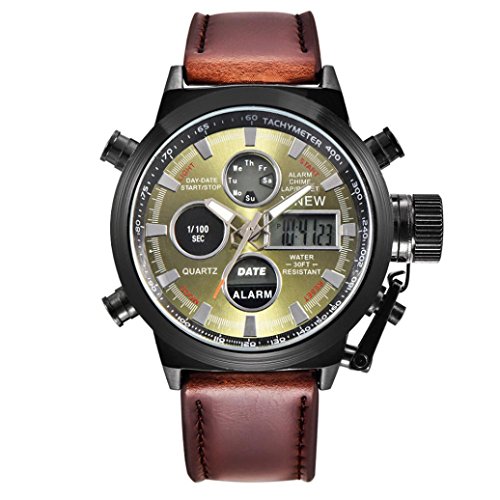 Men's Watch,Cloudro Quartz Sport Military Army LED Watches Analog Stainless Steel Wrist Watch (A)