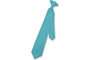 Vesuvio Napoli Boy's CLIP-ON NeckTie Solid TURQUOISE BLUE Color Youth Neck Tie