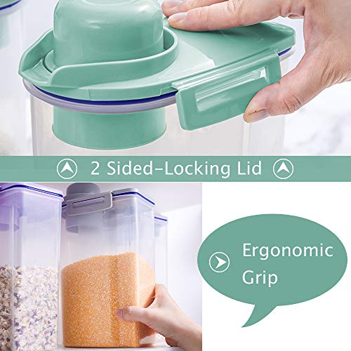 Cereal Container Dog Food Storage Containers with Airtight Design Pour Spout Measuring Cup BPA-Free Dry Food Cereal Dispenser for Flour Rice Snacks (1 Pack Green)