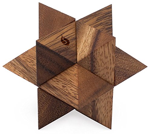 Shooting Star: Handmade & Organic Wooden Star Puzzle for Adults from SiamMandalay with Free SM Gift Box(Pictured)