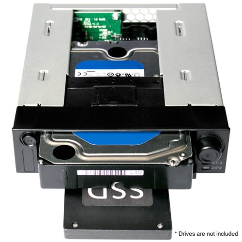 ICY DOCK DuoSwap MB971SP-B 5.25 Inch Hot Swap Drive Caddy / Docking for 2.5 Inch & 3.5 Inch SATA Hard Drive/SSD
