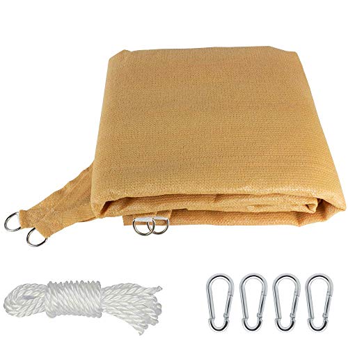 BeGrit Voile d\'ombrage rectangulaire perméable à l\'air Protection Contre Le Soleil HDPE (185g/m2) Bloque 95% Rayons UV avec Le Kit de Fixation pour Terrasse Camping Extérieur Jardin Sable (2M x 3M)
