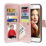 iPhone 8 Case, iPhone 7 Case, Vofolen iPhone 7 Wallet Case Card Holder ID Slot Folio Flip Cover PU Leather Holster Magnetic Strap Detachable Slim Case Protective Hard Shell for iPhone 7 8 (Rose Gold)