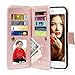 iPhone 7 Case, Vofolen 2 in 1 iPhone 7 Wallet Case Card Holder Slot Folio PU Leather Pocket Holster Detachable Magnetic Slim Cover Protective Hard Shell Wrist Strap Flip Case for iPhone 7 (Rose Gold)
