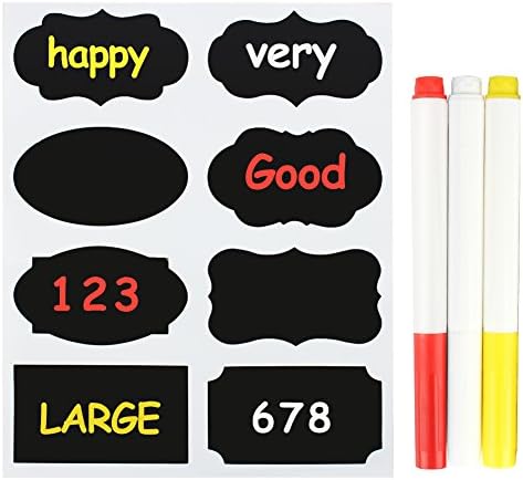 Dragang Bryhair Chalkboard Labels 15 Pack 120 Pieces Waterproof Reusable Matte Stickers 3 Pieces Liquid Chalk Pen for Marke