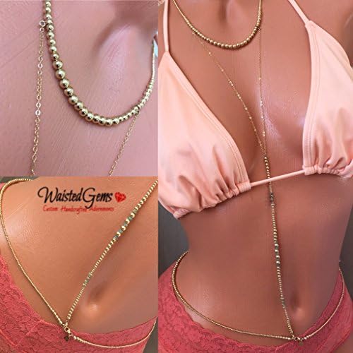 14k Gold Body Bead Set,14k Gold Waist bead, Wedding Gift, Gold Waist bead, African Waist Beads, Gold Waist Chain, Belly Ring, Crop Top, Gold Belt, Gold Bikini