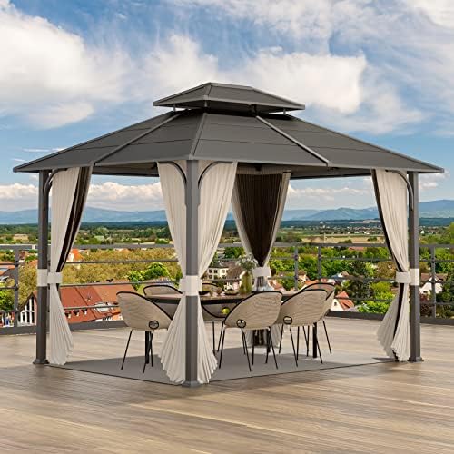 OLILAWN Gazebo 10x12, Outdoor Hardtop Gazebo with Durable Metal Frame