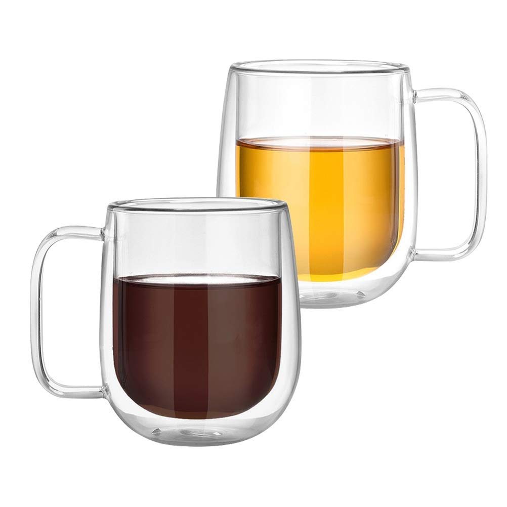 Juego de 2 tazas de café de doble pared con aislamiento térmico y asa