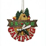 I Love Camping Mosquito and Tent in Woods with Campfire Christmas Ornament J8348
