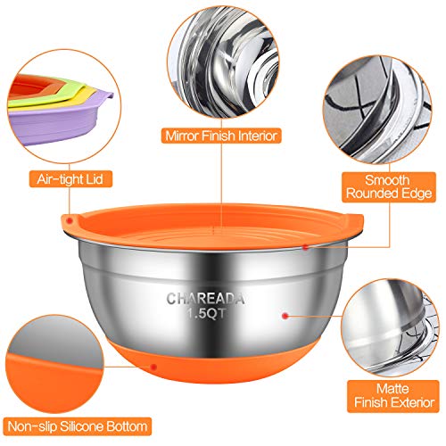 Mixing Bowls with Airtight Lids, 18pcs Stainless Steel Nesting Colorful