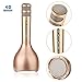 Portable Wireless Karaoke Microphone, Bluetooth Speaker Player for Music Playing Singing at Home KTV Party Travel Outdoor, Adapt to Apple iPhone Android Smart Phone PC Apps (Gold)