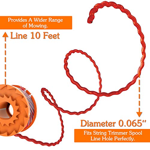 Future Way String Trimmer Replacement Spool Line 0.065 WG163 WG155 WG180 WG175 WG160, Weed Eater String Spool Line 10ft Compatible with Worx WA0010, Cordless Trimmer Edger Replacement (9 PCS)