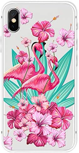 Phone Case for iPhone Xs/iPhone X Ultra-Thin Flexible Clear with Cute Flamingo Animal Shock Absorption Technology Bumper Soft TPU Cover for Apple iPhone Xs/iPhone X Case TPU Cover