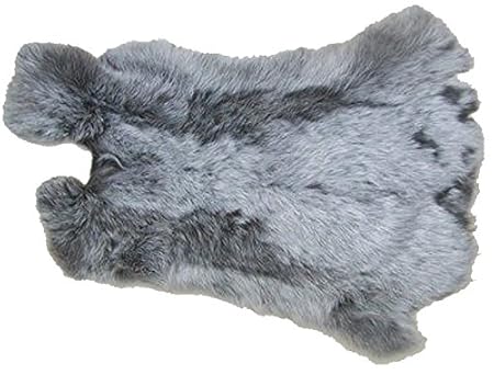 Ensuite Kaninchenfelle grau meliert naturfarben, ca. 30x35 cm, Felle vom Kaninchen mit seidigem Haar