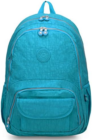 Oakarbo Backpack Large Multi-Pocket School Bag Nylon Travel Daypack(1370 Turquoise blue)