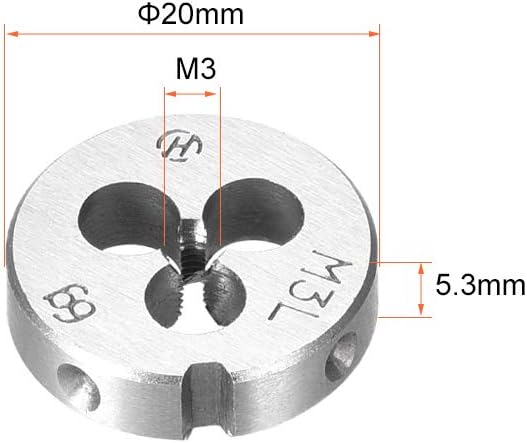 sourcing map M3 X 0.5 Metric Round Die, Machine Thread Left Hand Threading Die, Alloy Steel Screw Thread Cutting Die - Image 3