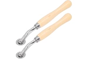 2PCS Tracing Wheel, Stainless Steel Roller, Wood Handle, Straight Line, Punching, Perforating, Marking, for DIY Leather, Pape