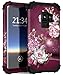 Hocase Galaxy S9 Case, Heavy Duty Shockproof Protection Soft Silicone Rubber+Hard Plastic Hybrid Dual Layer Protective Case for Samsung Galaxy S9 (SM-G960U) 2018 - Burgundy Flowers