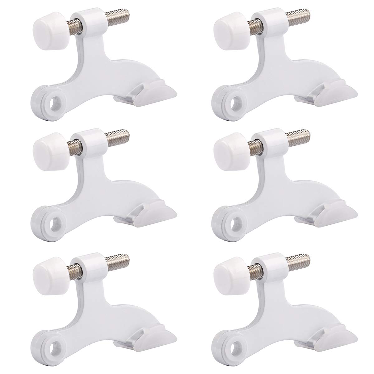 Photo 1 of HOMOTEK 6 Pack Hinge Pin White Door Stopper,Adjustable Deluxe Heavy Duty Door Stopper 2-1/2"x1-3/4”,with White Rubber Bumper Tips
