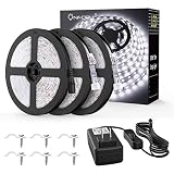 Onforu 50ft Waterproof LED Strip Lights Kit, 6000K Cool White, 15M 12V Flexible LED Rope with 450 Units 2835 LEDs, UL Listed Power Supply with Switch, IP65 Waterproof for Indoors and Outdoors
