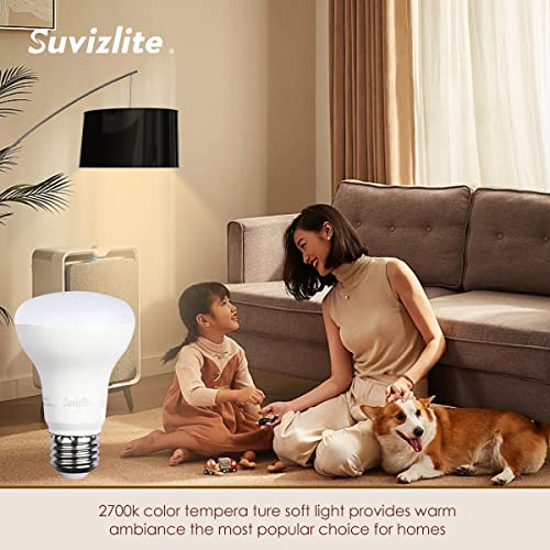 Suvizlite Flicker Free LED Flood BR20 Light Bulb,8W=45W,525Lumens,E26 Base,Dimmable,Soft White Light（2700K）,6 Pack (BR20)