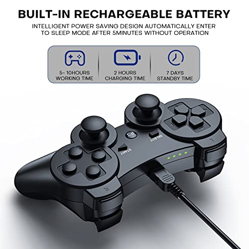 Diswoe Wireless Controller for PS3 - Bluetooth with USB Charging Cable and Dual Vibration