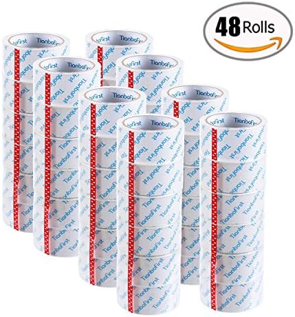 TIANBO FIRST Clear Packing Tape, 1.9 Inches x 54.6 Yards, 48 Rolls, Great for Moving Packaging Shipping, Office &amp; Storage