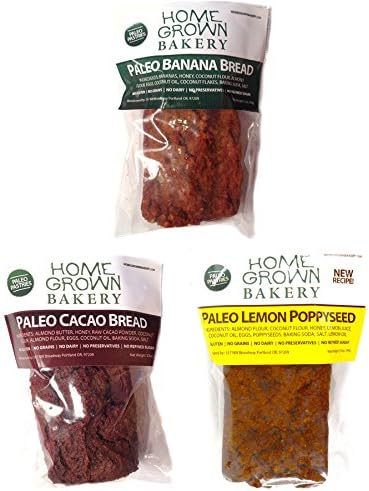 Paleo Pastries- 3 Bread Sampler- Banana, Cacao and Lemon Poppy Seed (3.5 oz each)