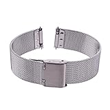 Xuexy 14mm Pebble Time Round with Quick Release Spring Bars/Pins Milanese Wire Mesh Stainless Steel Watch Band Strap Replacement Bracelet,Silver