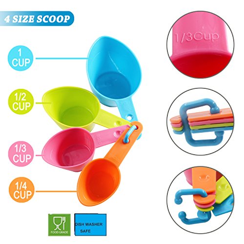 HINMAY Pet Food Scoops Plastic Measuring Cups Set for Dog Cat and Bird