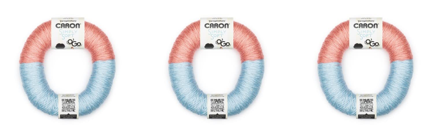 Caron Simply Soft O'Go - Pack of 3 - Strawberry/Soft Blue