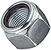 Steel Machine Screw Hex Nut, Zinc Plated Finish, Grade 2, Self-Locking Nylon Insert, Right Hand Threads, #4-40 Threads, 0.268